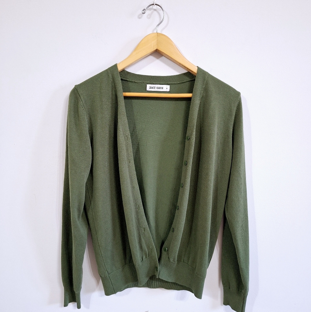 Grace Karin Open Front Long Sleeve Button Cardigan - Medium - Picture 2 of 6